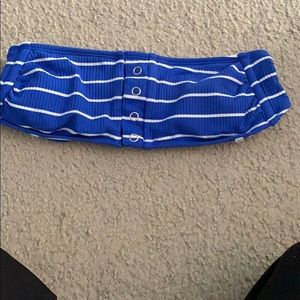 Blue and white striped Bandeu bikini top